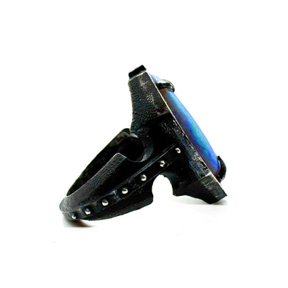 Black Opal Citadel Ring in Sterling Silver