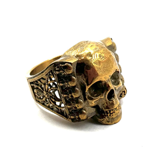 Anansi’s Blessing Skull Ring in Bronze