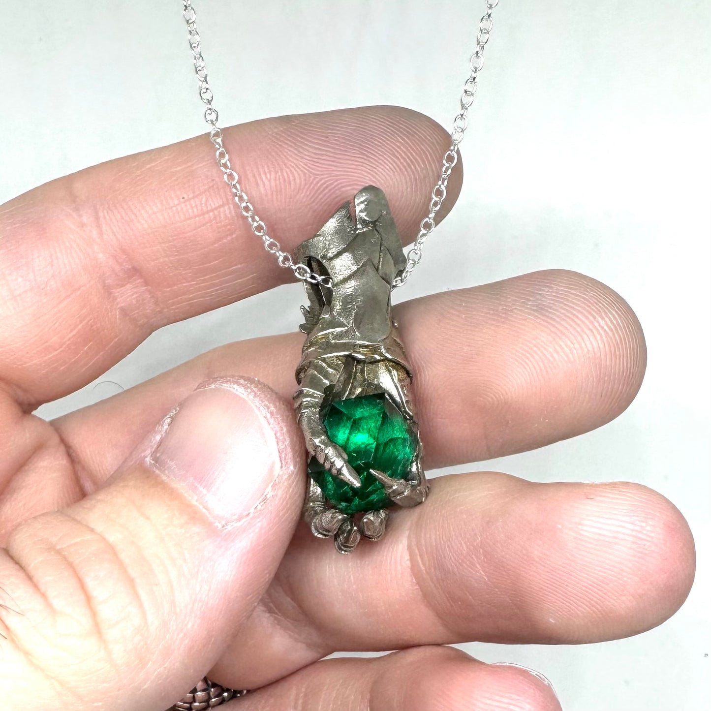 Abaddon Small Bronze Pendant Emerald Nano Quartz and Onyx