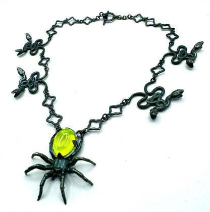 Neith’s Tomb LuAG Spider Serpent Necklace in Sterling Silver