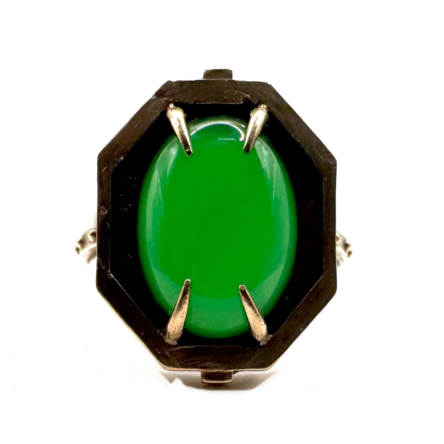 Citadel Ring With Green Onyx in Bronze