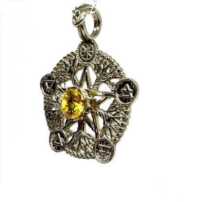 Priestess of the Glen Talisman Tree of Life Pendant in White Bronze with CZ
