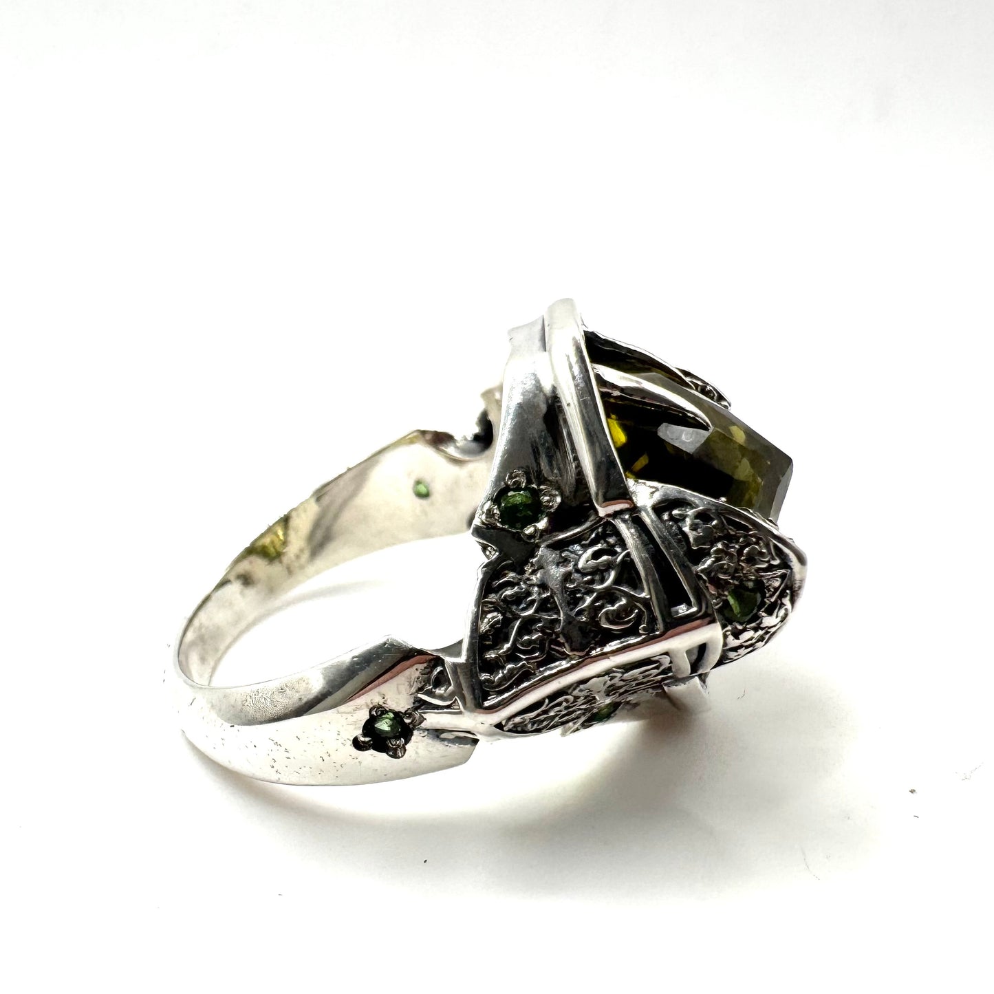Green Knight Ring With Lemon Quartz and Tsavorite Garnet