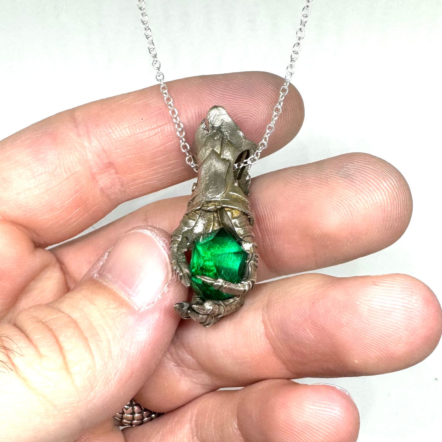 Abaddon Small Bronze Pendant Emerald Nano Quartz and Onyx