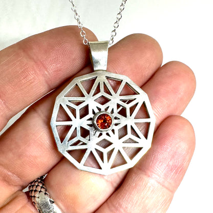 Solomon Key Pendant In Sterling silver with Mediera Citrine