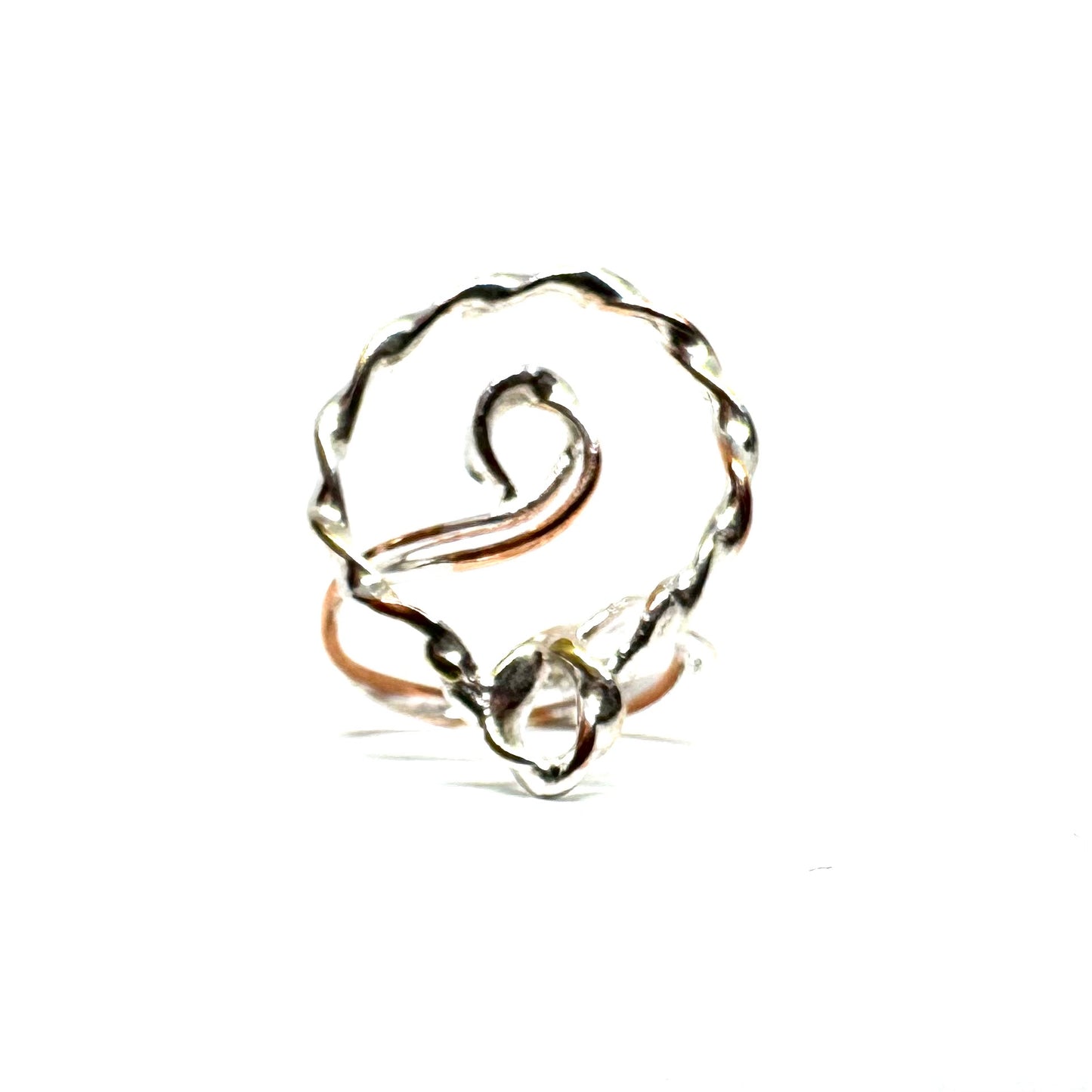 Twisted Sigil Ring Stacker in Sterling Silver and Copper