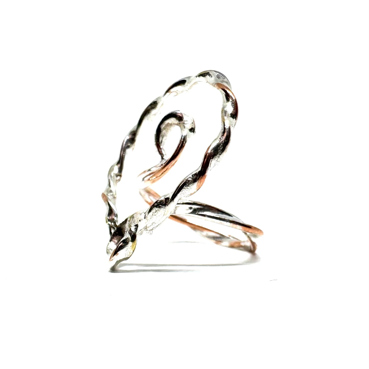 Twisted Sigil Ring Stacker in Sterling Silver and Copper