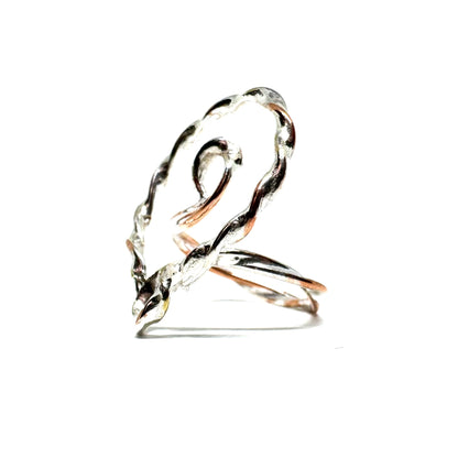 Twisted Sigil Ring Stacker in Sterling Silver and Copper