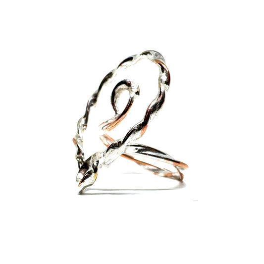 Twisted Sigil Ring Stacker in Sterling Silver and Copper