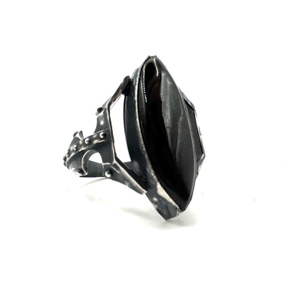 Citadel Ring With Talon Onyx in Sterling Silver