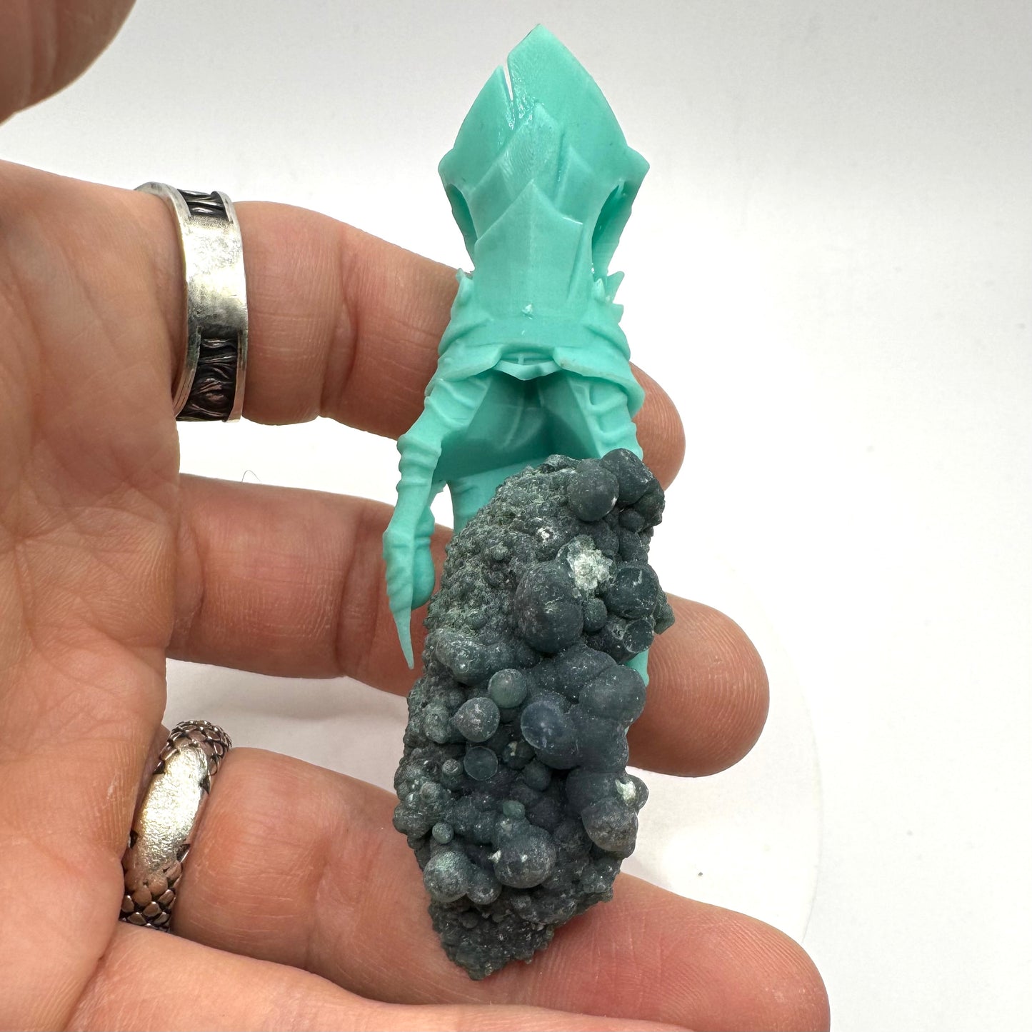 TO BE CAST -  Abaddon Pendant In sterling Silver And Green Grape Agate And Green Onyx