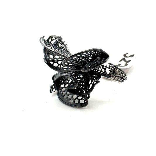 Geometric Abstract Ring In Sterling Silver