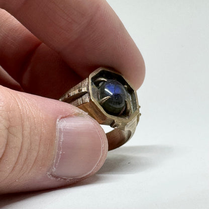 Citadel Ring With Labradorite in Bronze