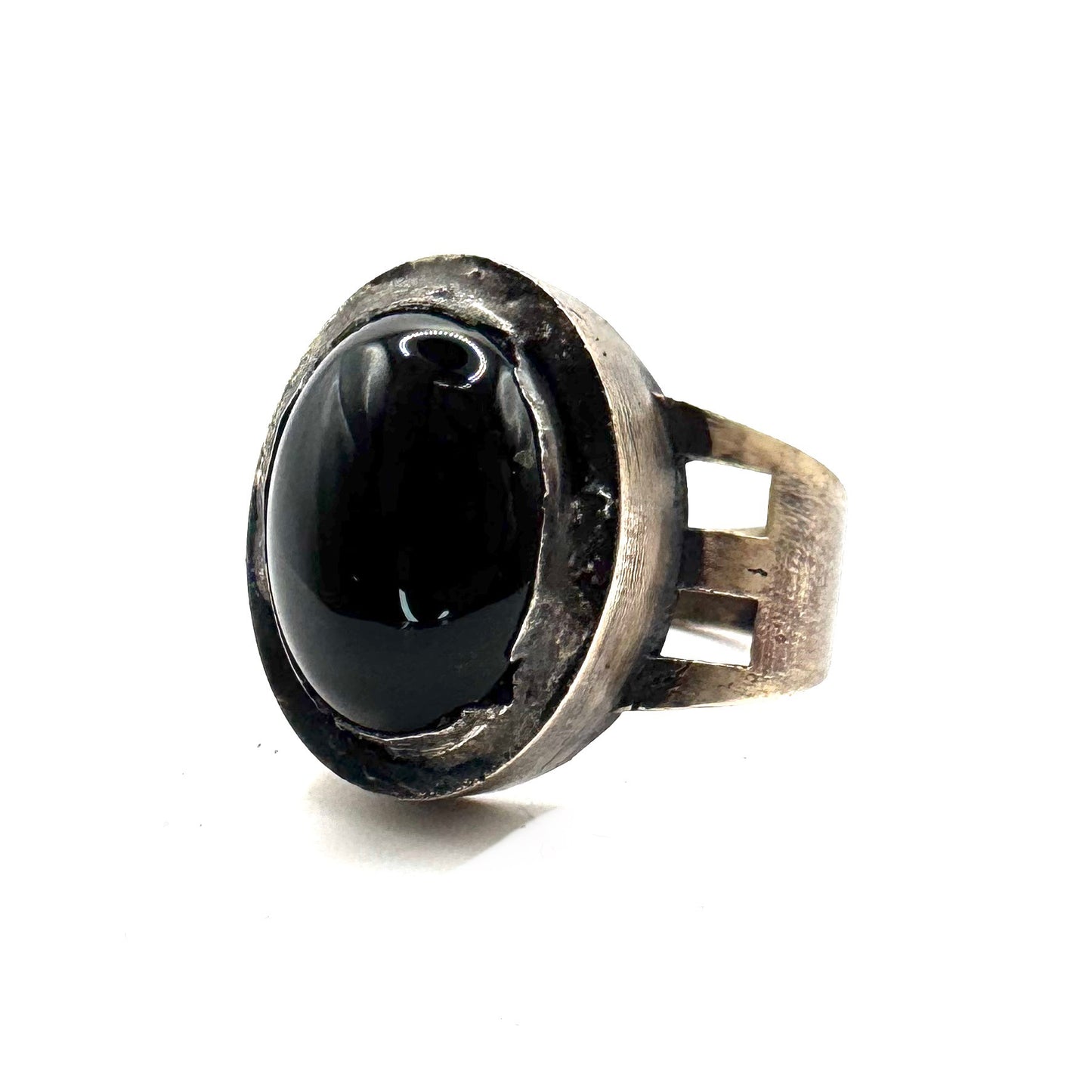 Oracle's Boon With Onyx Brutalist Ring