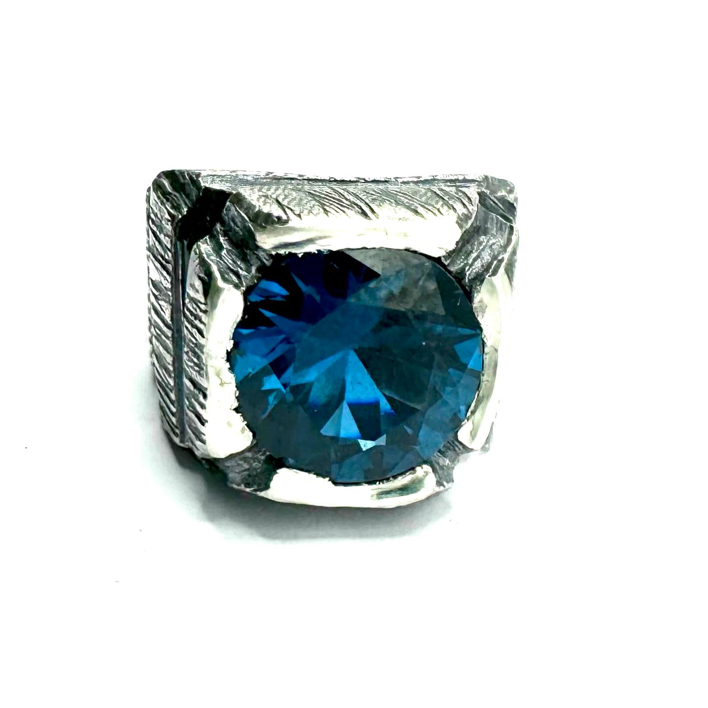 Ring of Shifting Light Set with Blue Color Changing Spinel in Sterling Silver