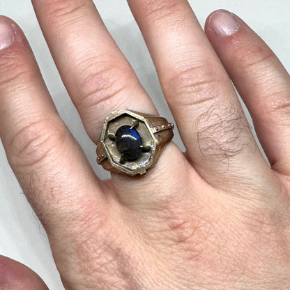 Citadel Ring With Labradorite in Bronze
