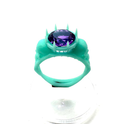TO BE CAST - Cathedral Skull Ring With Amethyst In sterling Silver