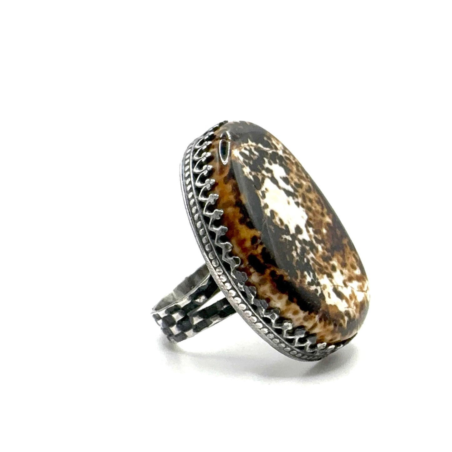 Ring of the Mage Set with Fossilized Mammoth Bone in Sterling Silver Ring