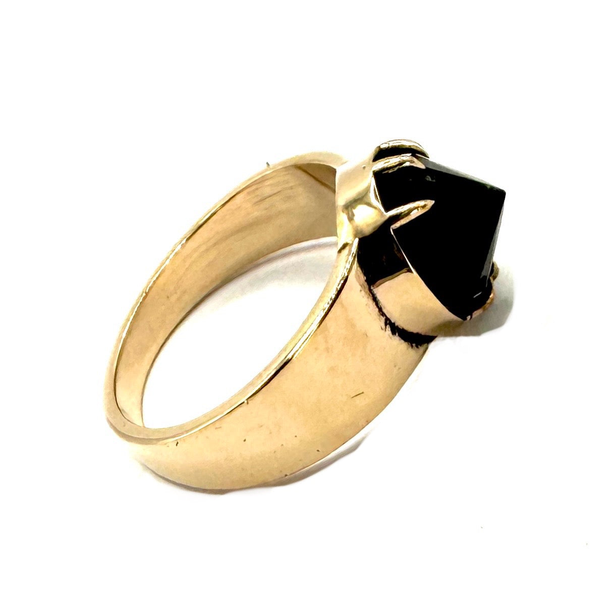 Draco Brutalist Ring with Black Spinel in Bronze