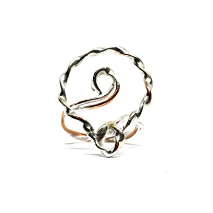 Twisted Sigil Ring Stacker in Sterling Silver and Copper