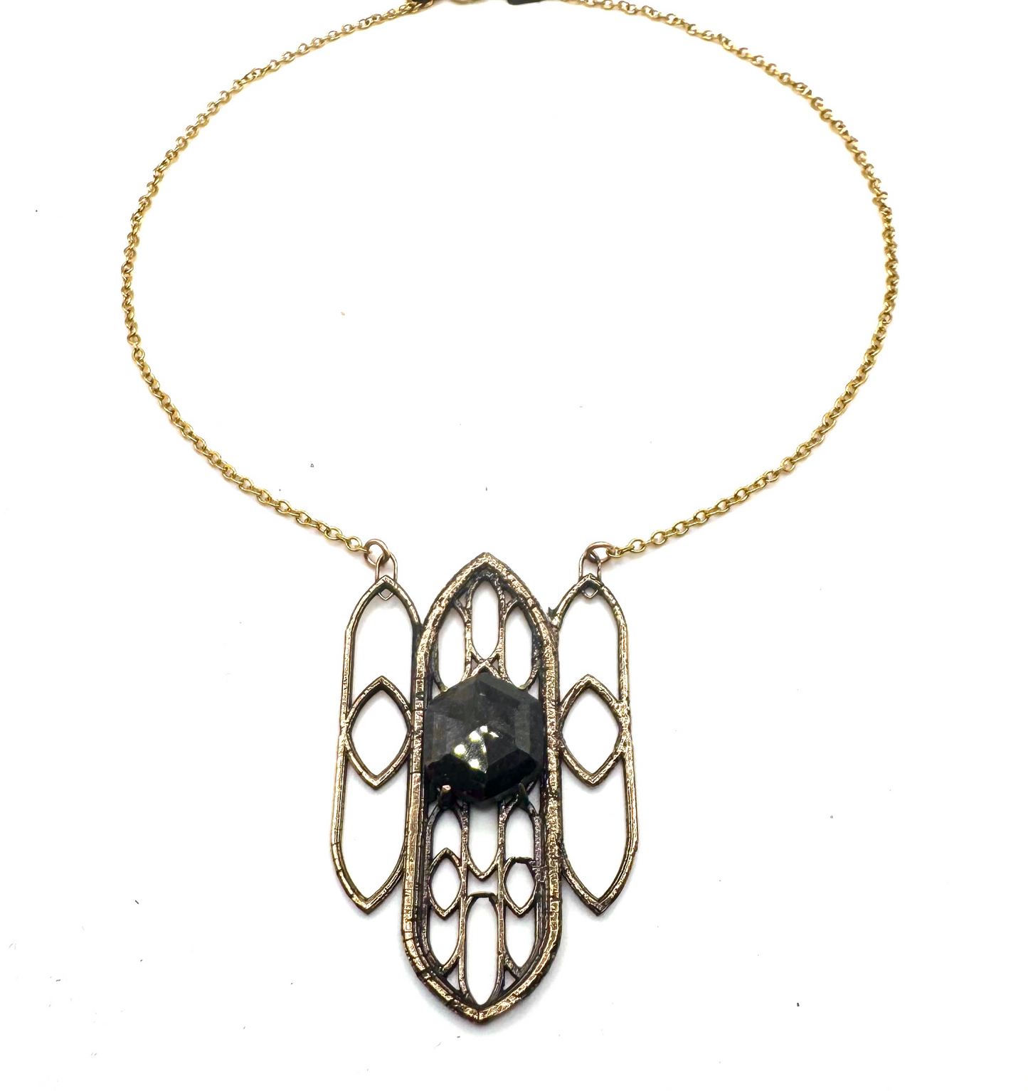 Silversheen Sapphire Cathedral Necklace In Bronze