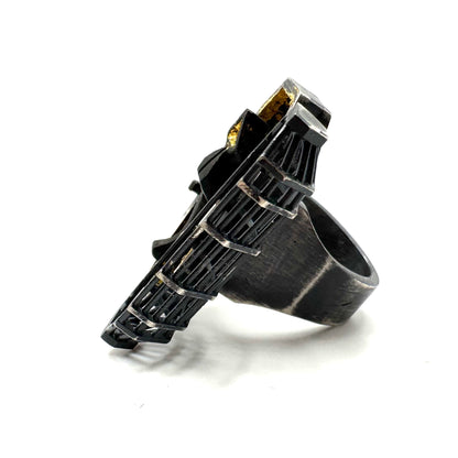 Draugr Coffin Ring in Sterling Silver and Black Wood
