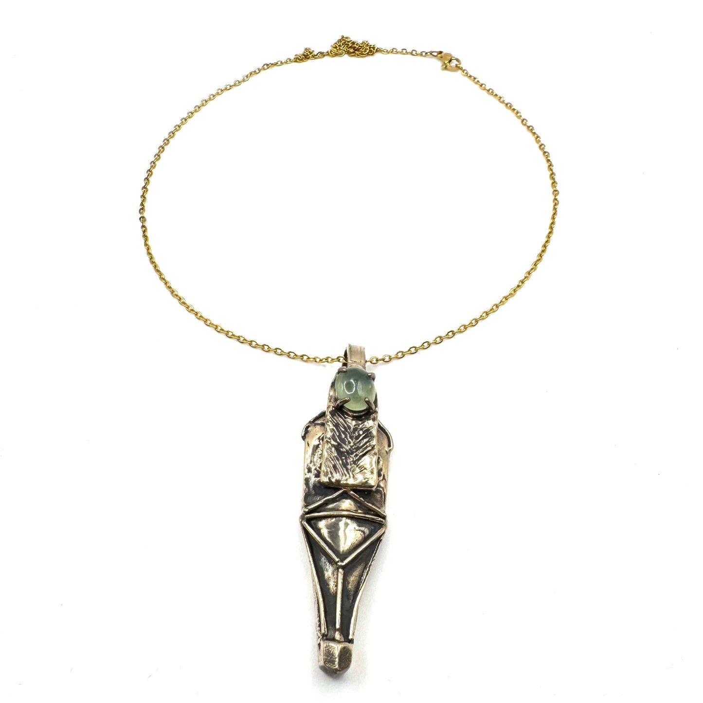 Ushabti Bronze Prehnite Talisman