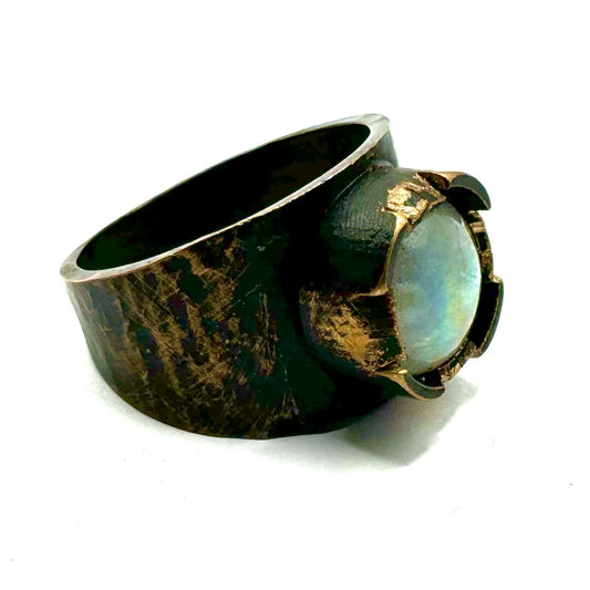 Bronze Moonstone Brutalist Ring