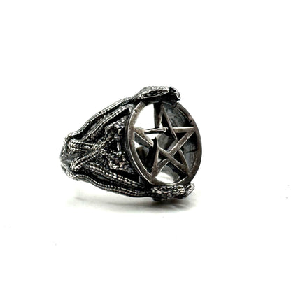 Medusa Pentacle Ring in Sterling Silver