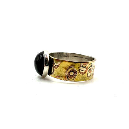 Mokume Gane Ring with Black onyx