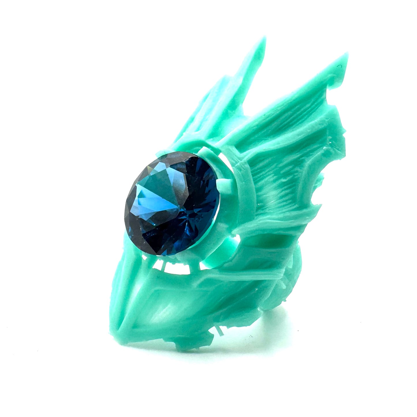 TO BE CAST - Viking Shield Ring With Blue Color Change Spinel In sterling Silver