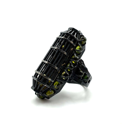 Gibbet Coffin Ring in Sterling Silver and Tourmaline