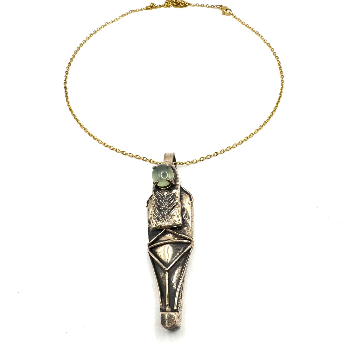 Ushabti Bronze Prehnite Talisman