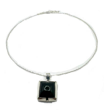 Square Cut Green Tourmaline Pendant Sterling Silver