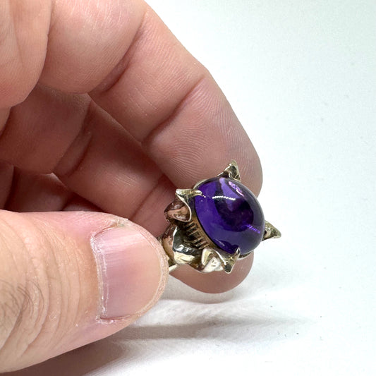 Barashyth’s Coil Ring Amethyst And White Bronze Band