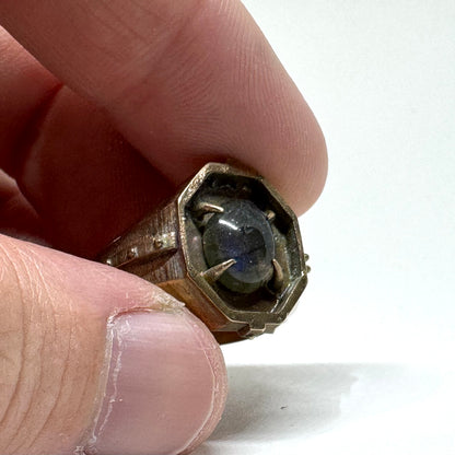 Citadel Ring With Labradorite in Bronze