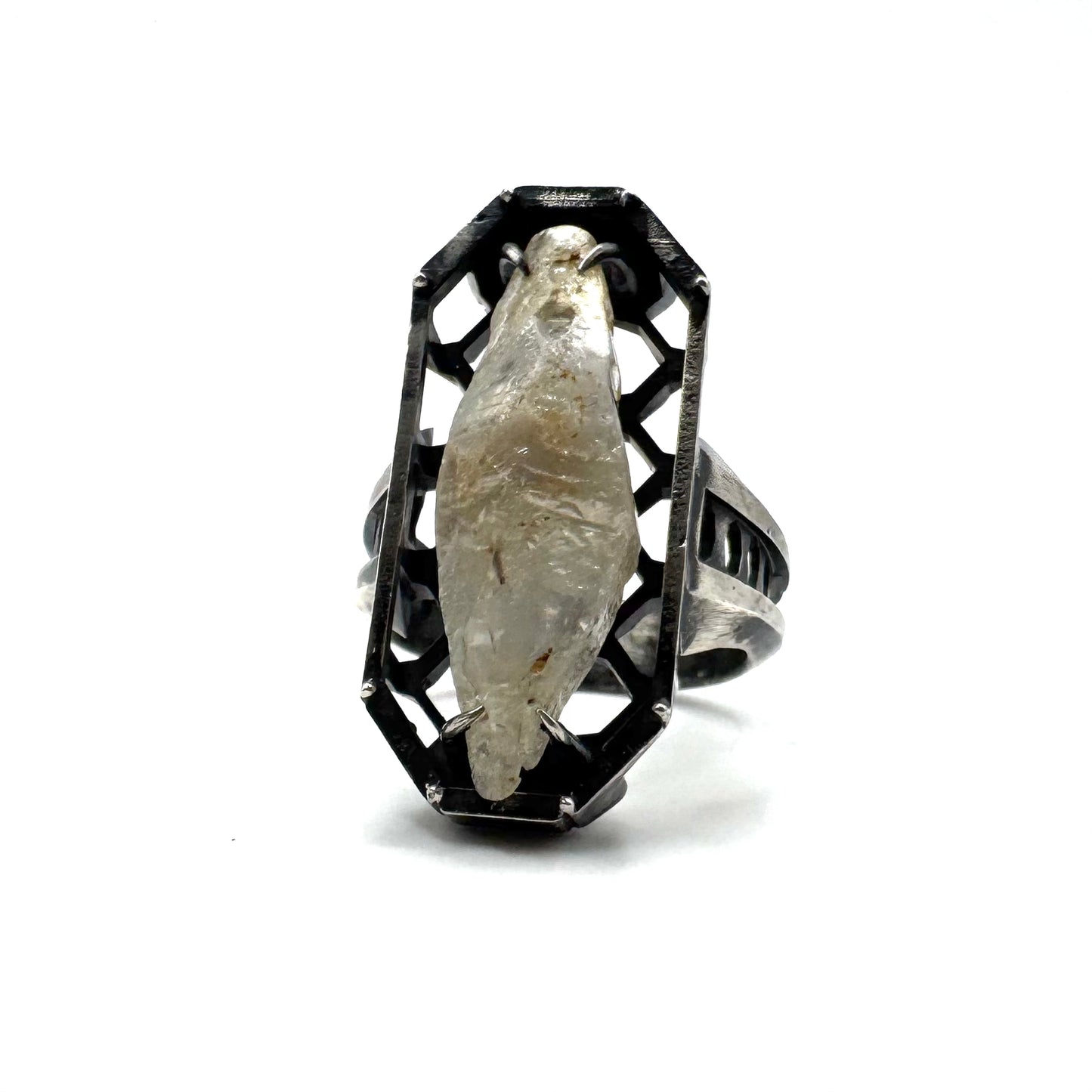 Ancient Origins Ring - Raw White Sapphire Ring in Sterling Silver