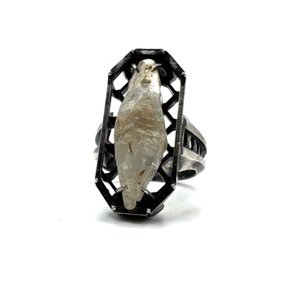 Ancient Origins Ring - Raw White Sapphire Ring in Sterling Silver