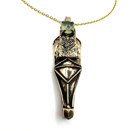 Ushabti Bronze Prehnite Talisman