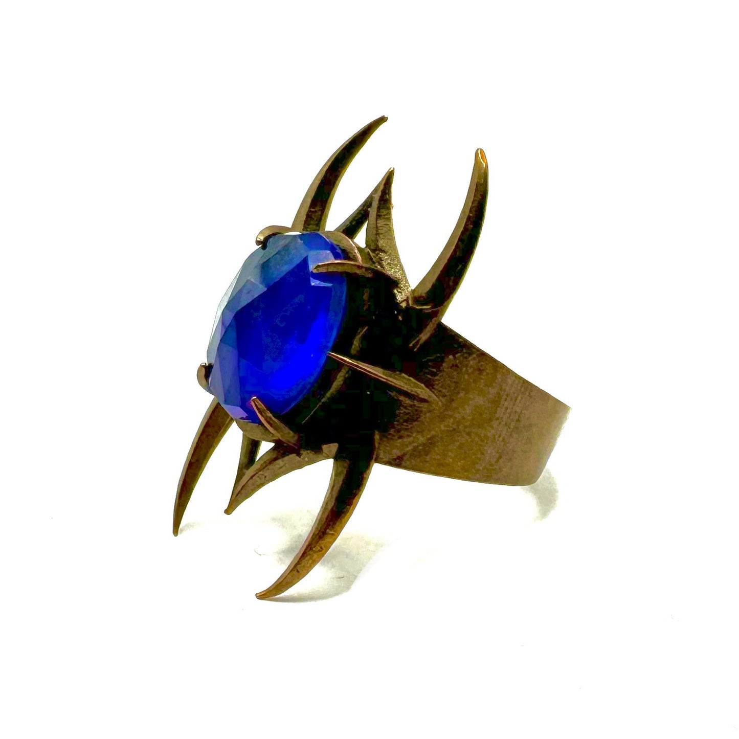 Spine Bronze Aurora Opal Brutalist Ring