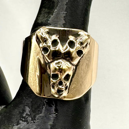 The Fates Skull Ring in Bronze