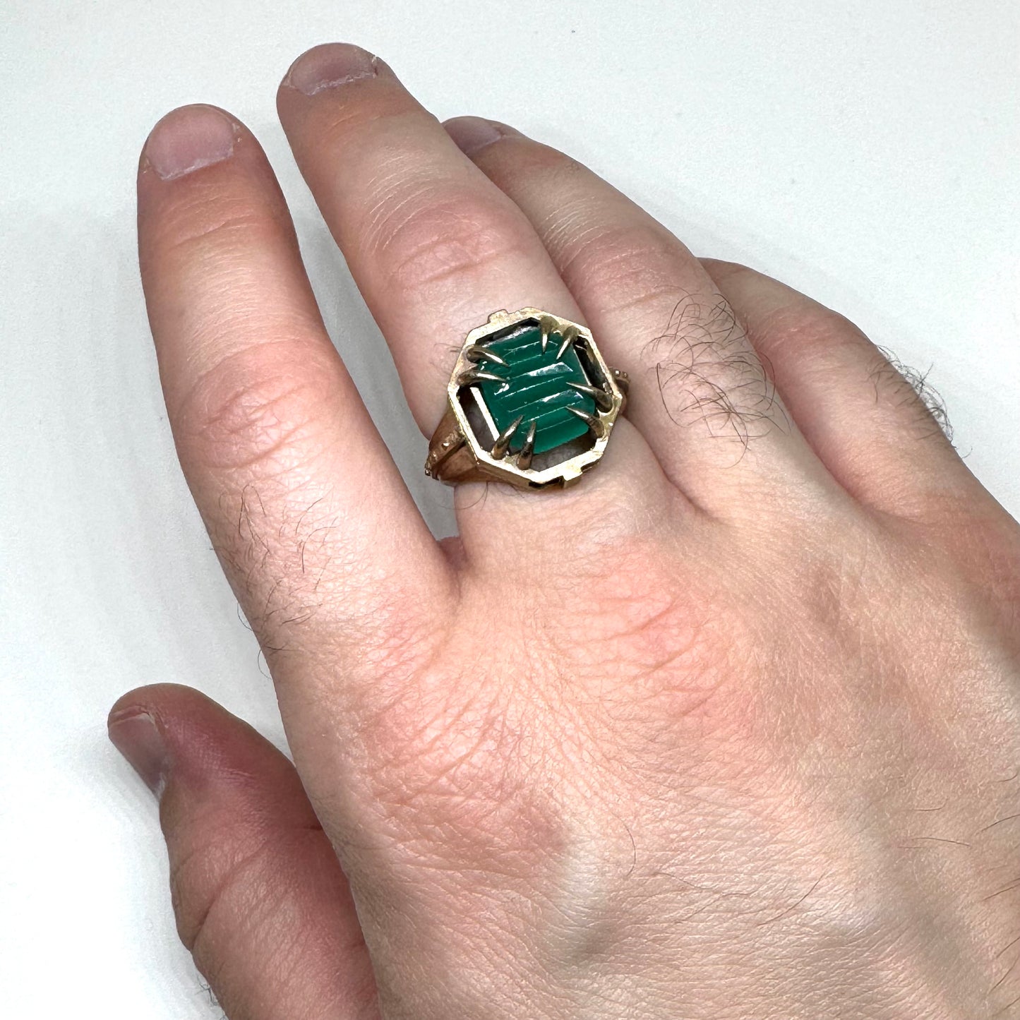 Citadel Ring With Uranium Glass in Bronze