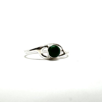 Eye of Ra Stacker in Sterling Silver with green onyx