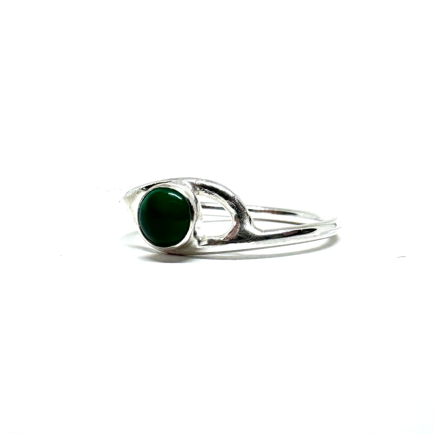Eye of Ra Stacker in Sterling Silver with green onyx