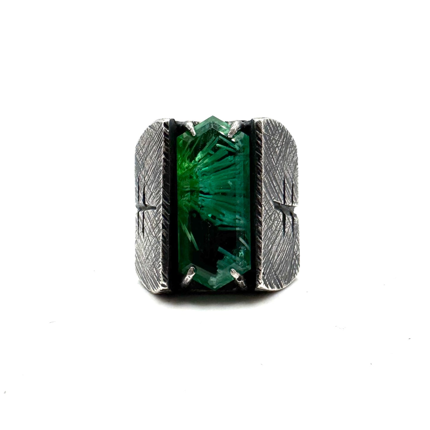 Citadel Ring With Green Bridewell in Sterling Silver