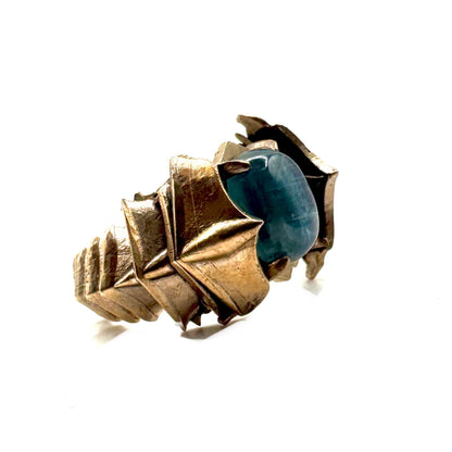 Black Knight’s Ring Set with Blue Kyanite in Bronze