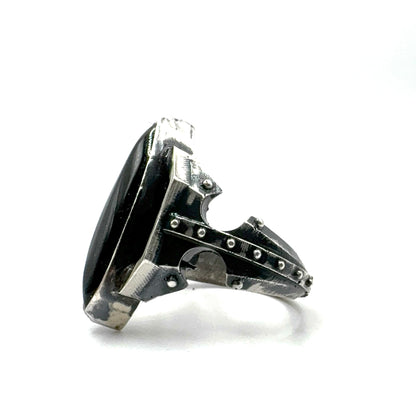 Citadel Ring With Talon Onyx in Sterling Silver
