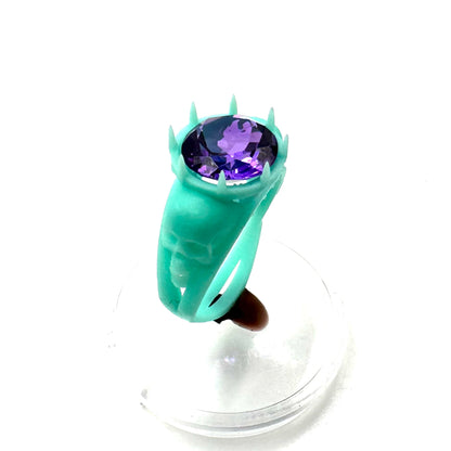 TO BE CAST - Cathedral Skull Ring With Amethyst In sterling Silver