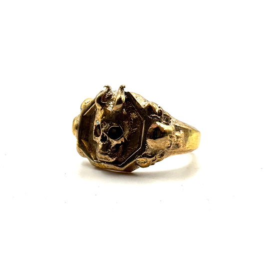 Necrotic Crown Skull Ring Bronze