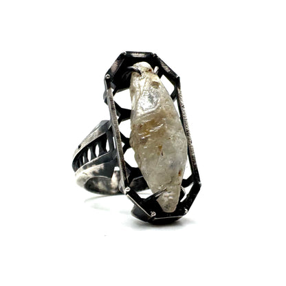 Ancient Origins Ring - Raw White Sapphire Ring in Sterling Silver